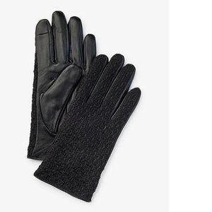 nwt express sheepskin leather tweed touchscreen gloves one size